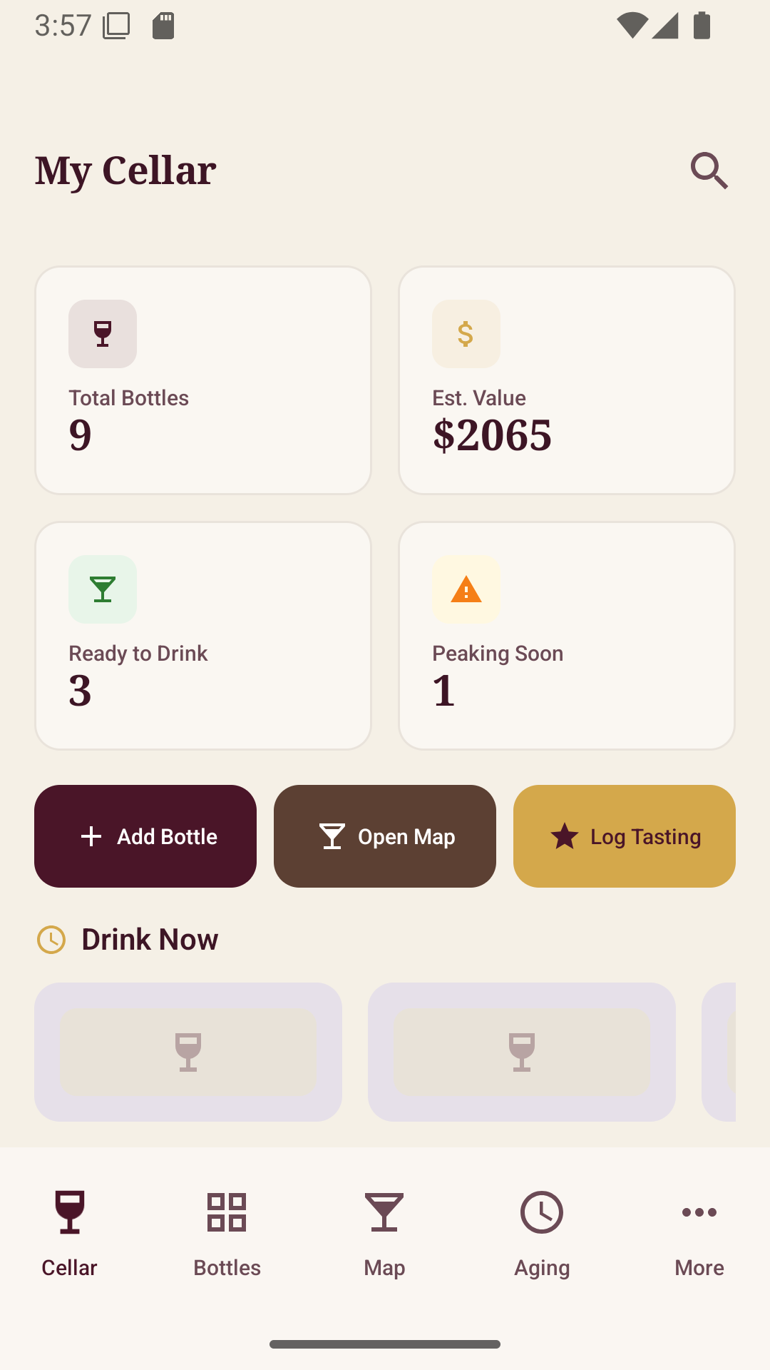 Wine Cellar Map dashboard